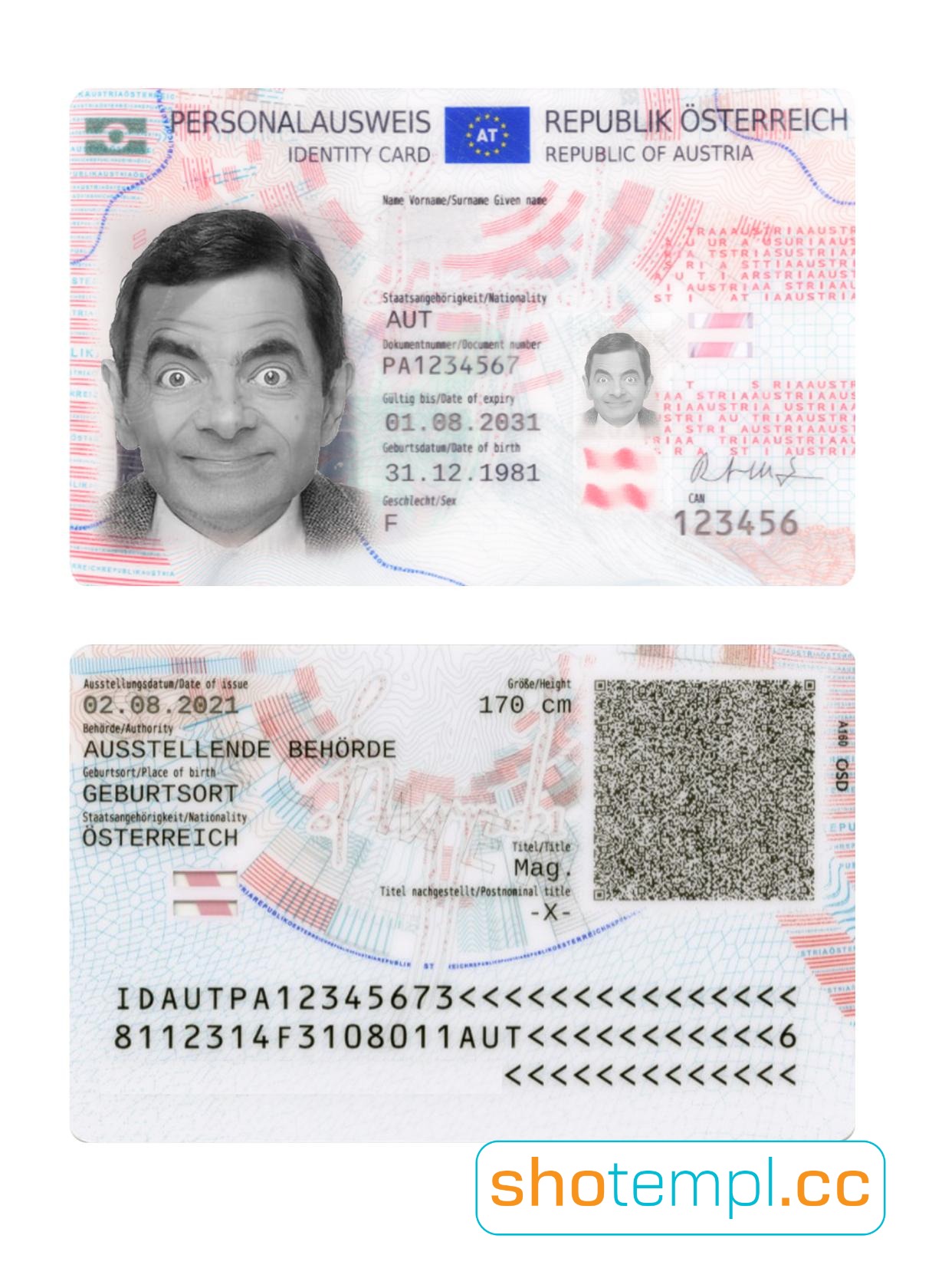 Austria ID Card PSD Template V2